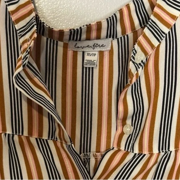 Love Fire Women's XS Striped Bell Sleeve Blouse Multicolor - Picture 5 of 9